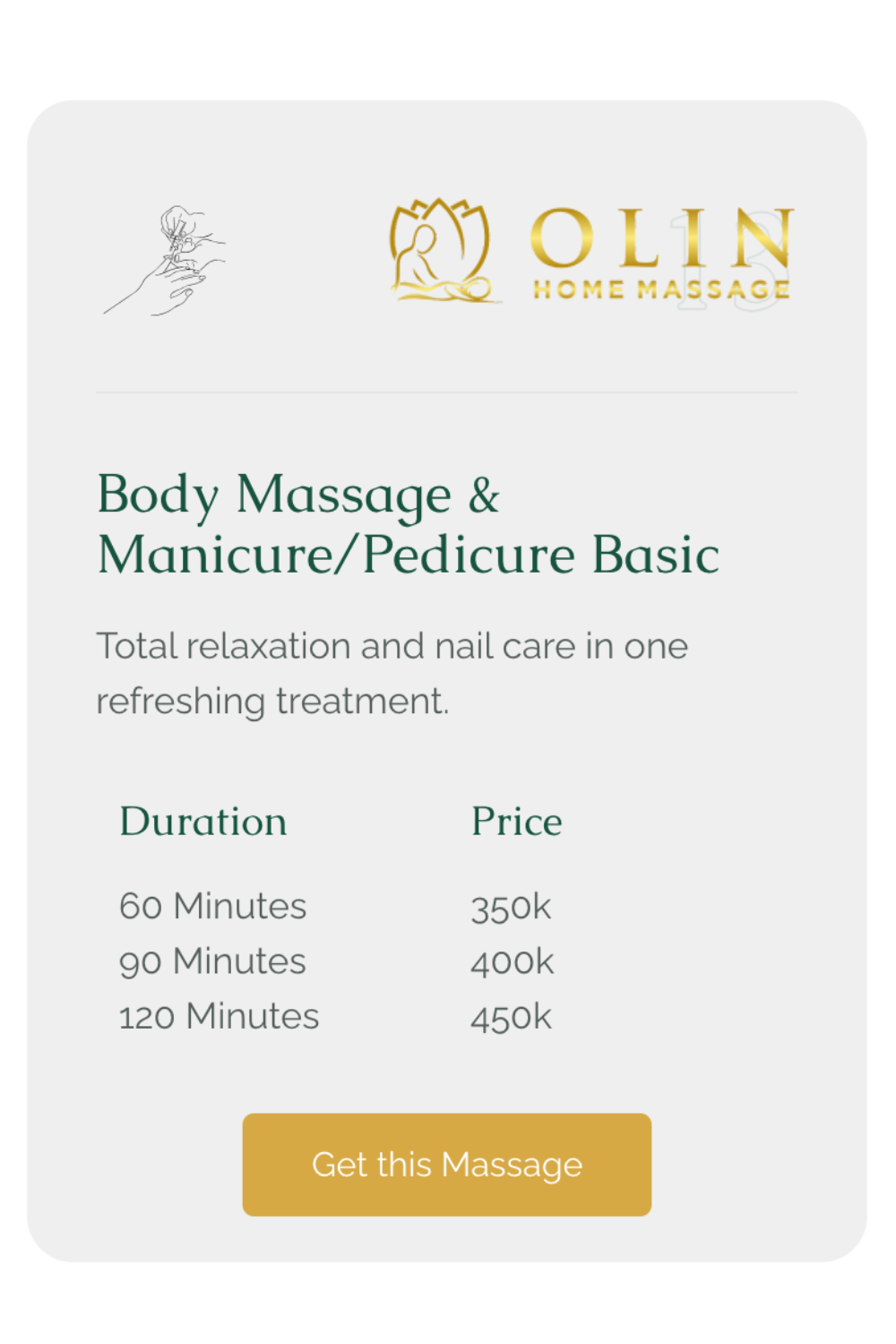 Bali Home Massage and Spa - Body Massage and Manicure Pedicure Basic