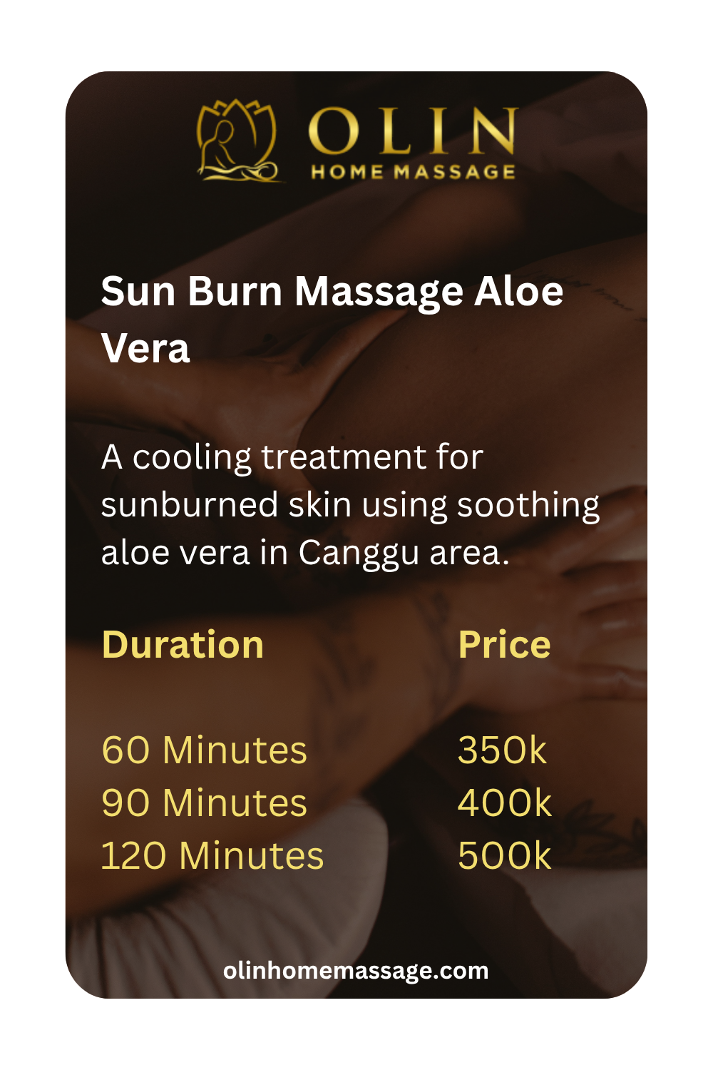Bali Massage Canggu Home Service - Sun Burn Massage Aloe Vera Massage