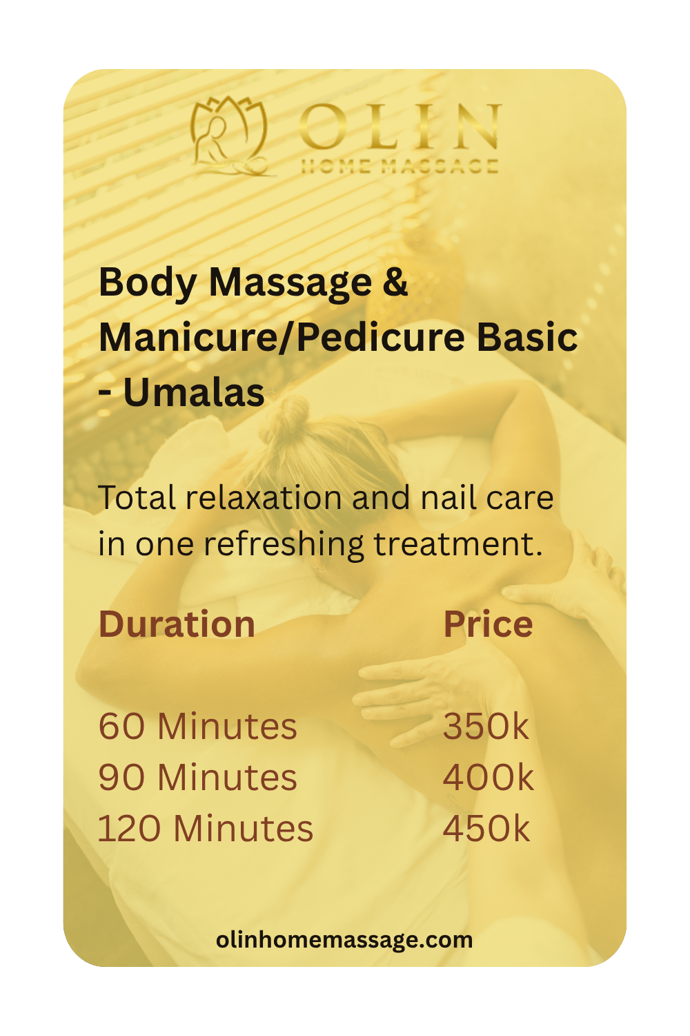 Umalas Bali Massage - Body Massage & Manicure Pedicure Basic Home Service Spa
