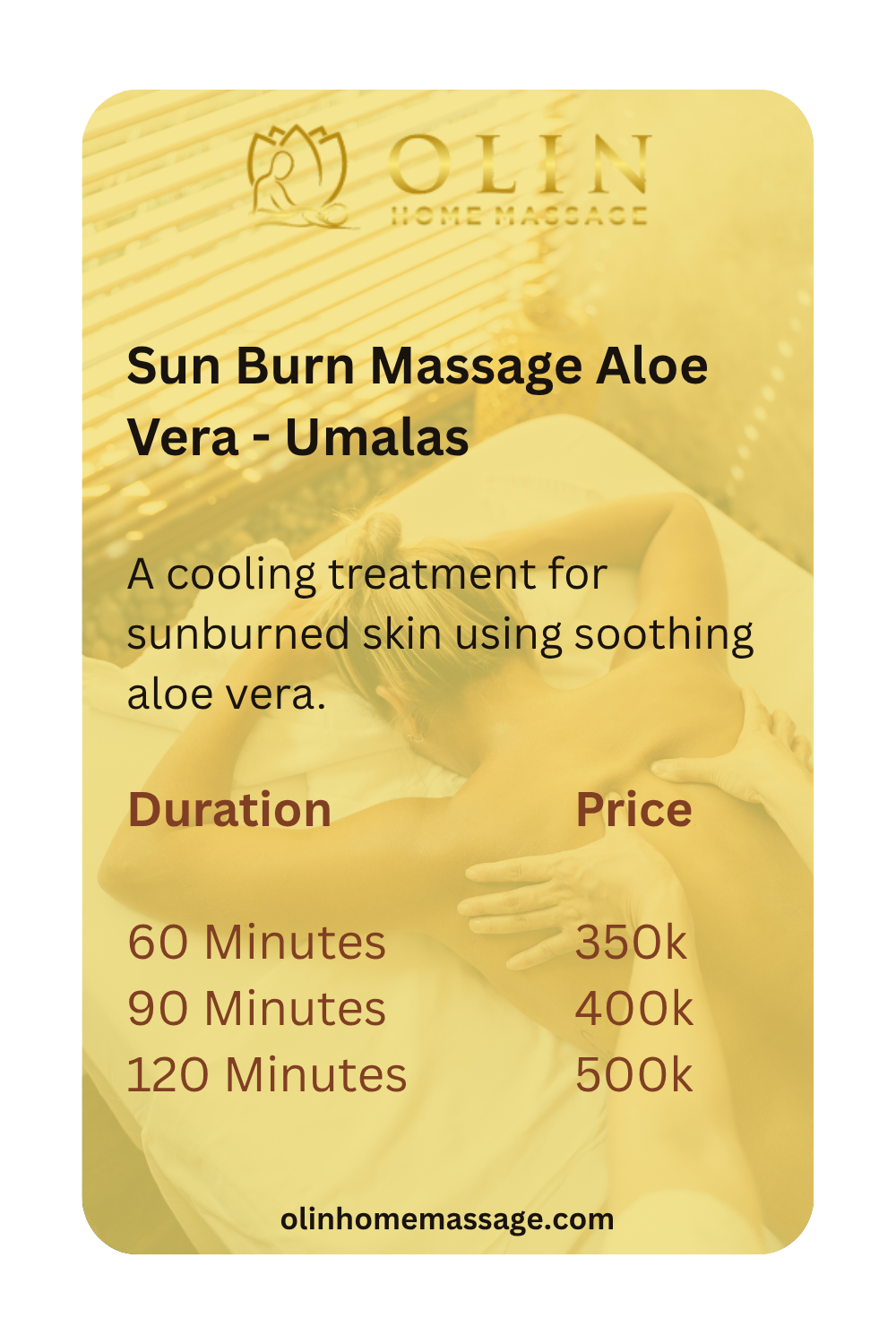 Umalas Bali Massage - Sun Burn Massage Aloe Vera Home Service Spa